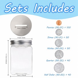 Mczxon Play Money Coins for Kids, 250pcs Detailed Fake Money Coins with Coin Jar, Realistic Teaching Pretend Fake Money Coins Set, Plastic Toy Prop Fake Money Coins for Kids Learning Education