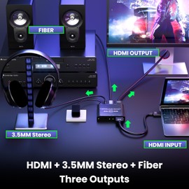 ALGOX 8K ARC HDMI Audio Extractor 4K@120Hz HDMI + Optical SPDIF + 3.5mm Output HDMI2.1 Audio Converter Extractor Splitter Support HDR10+ Dolby Atoms& Dolby Vision