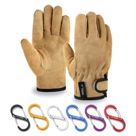 TRAN Heat-resistant Gloves, Camp Director Recommended, Camping Gloves, Heat Resistant Gloves, Leather, For Work, Potholders, Bonfire Stands, Outdoor Use, All Seasons (Medium, Khaki)