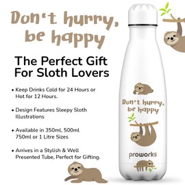 Proworks Stainless Steel Drinking Bottle, 24 Hours Cold and 12 Hours Hot, Premium Vacuum Water Bottle, Insulated and Perfect for Sports, Running, Cycling, Yoga, Hiking & Camping, 500 ml / 750 ml / 1 Litre, white