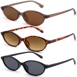 Dollger Retro Oval Sunglasses for Women Trendy Small Narrow Classic 90s Style Designer Shades UV400 Protection