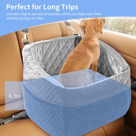 DVIKB Dog Car Seats for Small Dogs,Updated Version Memory Foam Dog Car Booster Seat,Small/Medium Dog Seat for Pets up to 35 lbs,Washable and Removable Comes with Safety Leash and Storage Bag(Grey)