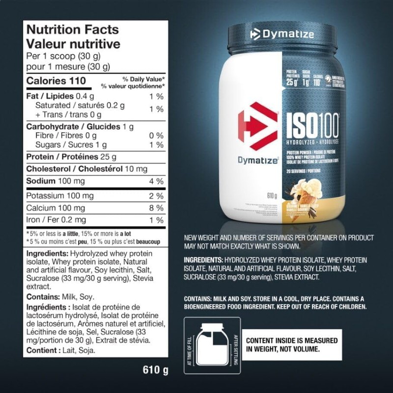 Dymatize ISO100 Hydrolyzed Protein Powder, Gourmet Vanilla, High Protein Powder,