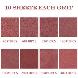 LESNIC 40 Grit Mouse Sanding Pads 60 Pcs, 11 Hole 152 * 105mm Mouse Sanding Sheets Hook & Loop Assorted, Bosch Sanding Pads