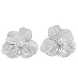 KBRPEY Earrings for Women Metal Floral Stud Earrings Flower Drop Piercing Earrings Flowers Pearl Earrings Hypoallergenic Gift Fashion Jewellery for Party Wedding Engagement, Zinc