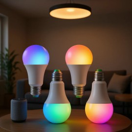 Smart LED Light Bulbs 9W 800Lm RGB Color Changing Wi-Fi App Control E26 Base For Smart Home Alexa Google AssistantDefault: Default
