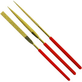 SUN UP Diamond File, Set of 3, Titanium Coating, 5.5 inches (140 mm)