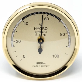 Fischer 150MS - Synthetic Hygrometer - 68 mm Humidity Meter with Brass-Coloured Plastic Housing Made in Germany