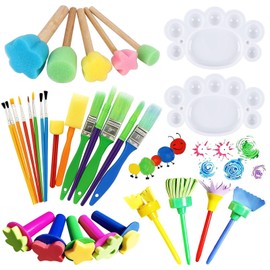 31Pcs Colorful Paint Brushes, Paint Brush Set Beginners, Creative Sponge Brush Kit for Teens Adults DIY Drawing Art Projects