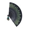 Handmade Fan - Black Bone Peacock Pattern Antique Bamboo Fan