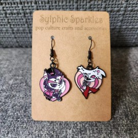 Handmade Hazbin Hotel Huskerdust Enamel Charm Earrings Husk Angeldust