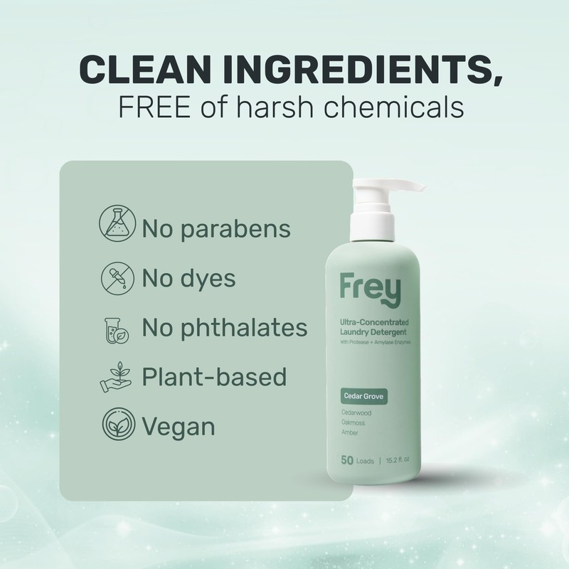 FREY Laundry Care Bundle: Concentrated Detergent & Fabric Softener, Cedar