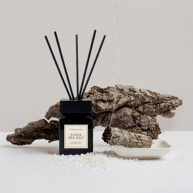 LiveTry Reed Diffuser – Wooden Cover Home Fragrance, Long-Lasting Non-Flame