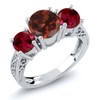 Gem Stone King 925 Sterling Silver Red Garnet and Created