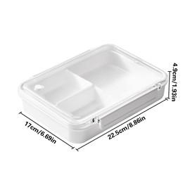 3 Compartment Snack Containers, Small Reusable Removable Snack Pack Box with Clear Airtight Lids, Divided Food Storage Containers for Mini Fridge, 950 ml White