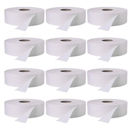 Windsoft 202 2 Ply Jumbo Bath Tissue Roll, 1000' Length x 3-2/5" Width, White (Case of 12)
