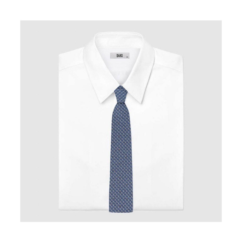 Daks Shirt Cubic All-Over Pattern Tie Navy_DLF1ACF1105N1