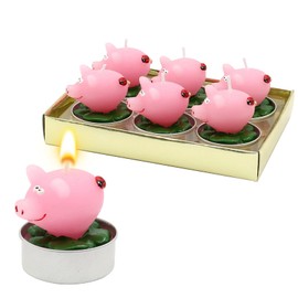 Dekohelden24 W-10016471 Lucky Pigs Tea Light Set of 6 Dimensions of Each Pig 4 x 5 x 4 cm