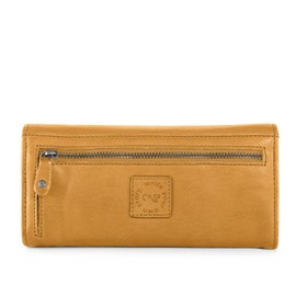 Cas8 Women's Washed Leather Purse with Practical Change and Card Slots, Distressed Look Wallet with Zip, Cognac, curry, Casual