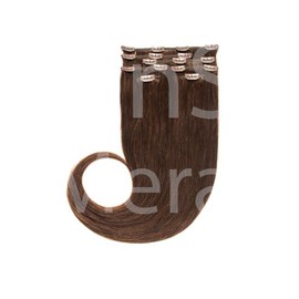 Remy Clip-In Extensions 7-Piece Set 70 g Hair 60 cm Dark Brown No. 2 100% Indian Real Hair Clip-In Real Hair Extensions Hair Thickening