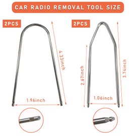 Dickno 4 PCS Car Radio Removal Pry Tool, U/V-Shaped Stainless Steel Auto Stereo Release Tool Kit, Universal Radio Remover for Disassembly of Most Vehicle Audio Frequency Converter