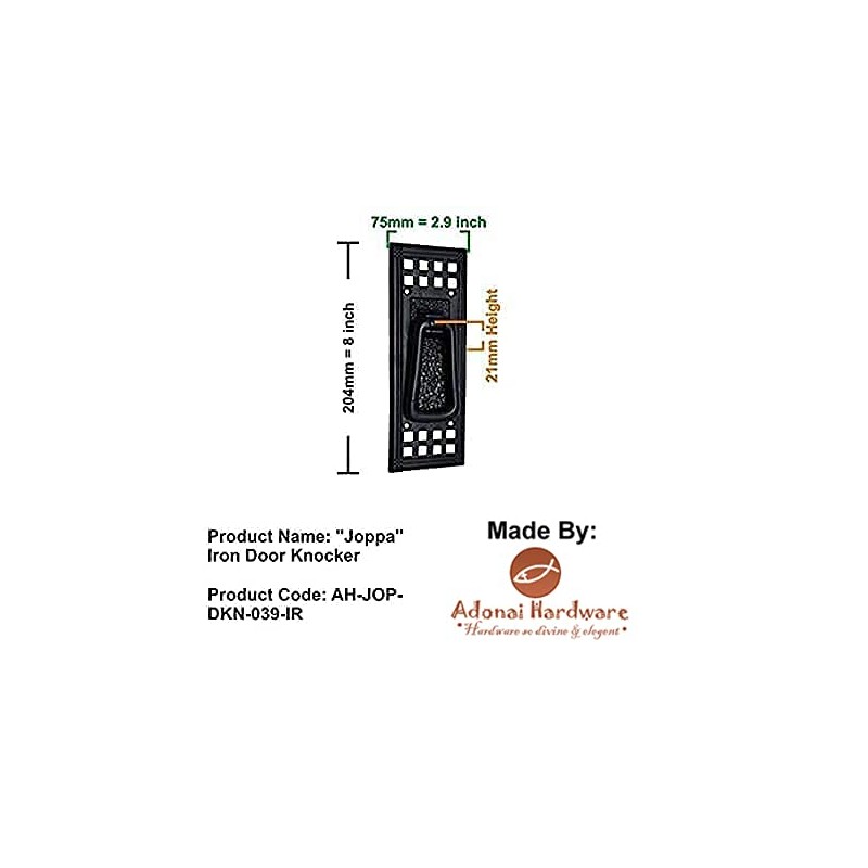 Adonai Hardware"Joppa" Antique Cast Iron Door Knocker (Oil Rubbed Bronze)