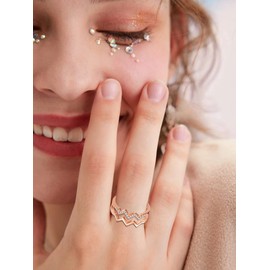 High and Lows Ring for Daughter Wave Ring for Girls Inspiration Ring Gift for Women Cz Ring (rose gold)