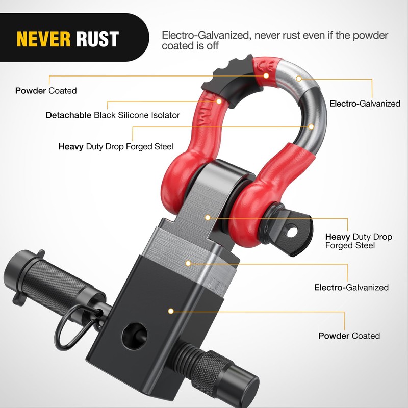 Nilight Anti-Theft Shackle Hitch Receiver 2Inch 45000 LBs Breaking Strength