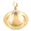 Serving Plate with Dome Golden Embossed Patterns Stainless Steel Acrylic