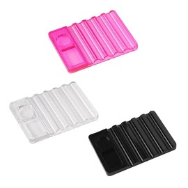 NentMent 3 Pack Nail Brush Holder Base Stand Transparent Portable Mini Rest with Charms Container for Nail Art Brushes Drawing Pencil Painting Pen Liner Rhinestone Gems DIY Manicure