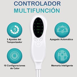 Almohadilla Térmica, Cobijas Eléctricas para Alivio de Dolores de Espalda, Hombros y Cuello, 10 Niveles de Calor y 3 Ajustes de Temporizador con Apagado Automático, Calentamiento Rápido Gris