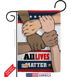 All Lives Matter Garden Flag Set with Stand Support BLM Anti Racism Justice Revolution Movement Equality Social Small Decorative Gift Yard House Banner Double-Sided Made In USA 13 X 18.5