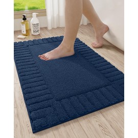 LUMI Premium Bath Rug, Extra Soft and Absorbent Bathroom Mat, Quick Dry, Non Slip, Machine Washable Bath Mat for Shower and Tub, Blue, 20"x32"