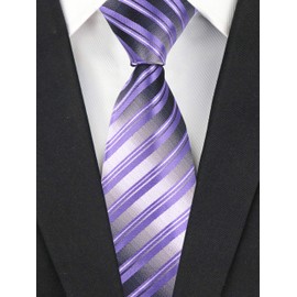 Elfeves Mens Lavender Purple Ties Woven Working Polyester Stripe Neckties Holiday Gifts
