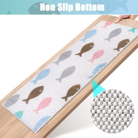 Shower Mat Non Slip, Extra Long Bath Tub Mat Non Slip Anti Mould 40x100cm, Loofah Bathroom Shower Mat for Inside Shower, Soft Textured Bath Massage Mat for Bathtub Bathroom Floor with Drain, Quick Dry