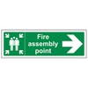 V Safety Fire Assembly Point Arrow Right Sign - Landscape