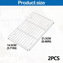 2PCS Cooling Rack High Temperature Resistance Baking Rack Rectangle Grill Oven Rack Wire Cooling Rack Baking for Baking Grilling Cooking Cakes Pizzas Meat Baking Pans or Bread(21.5 x 14.5 CM)