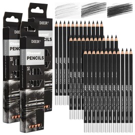 Geyoga 36 Pcs Professional Charcoal Pencils Soft,medium and Hard for Drawing Charcoal Pencils Drawing Set Drawing Pencils for Sketching Shading Drawing Blending Portrait(Black, Assorted)