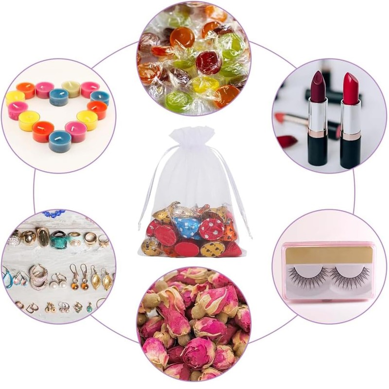 UKKQES 100pcs Organza Bags, 10x15 CM Mesh Bags Drawstring Gift