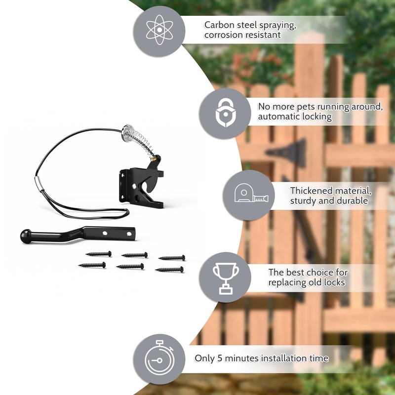 JZVXX Gate Latch with Spring Cable Pull for Fence Gate