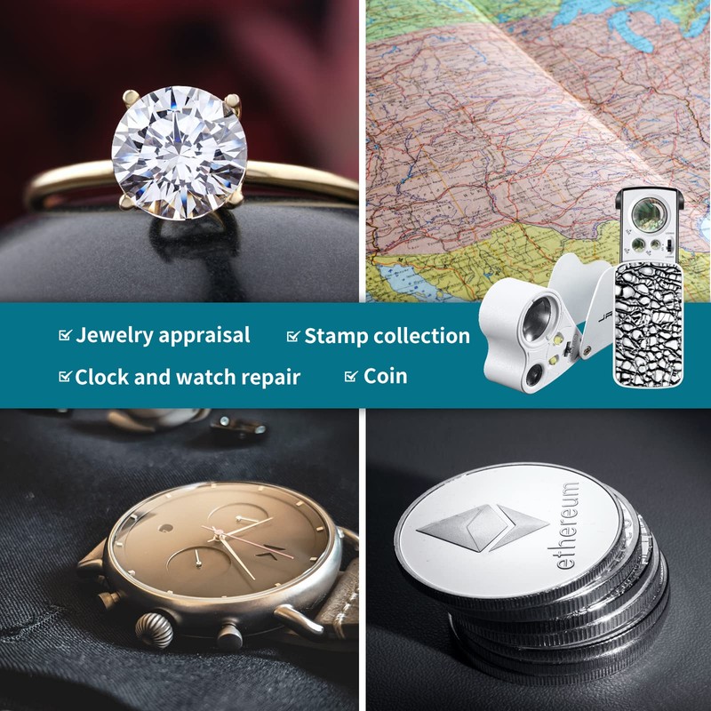 JARLINK 2 Pack Jewelers Loupe, 30X 60X 90X Illuminated Jewelers