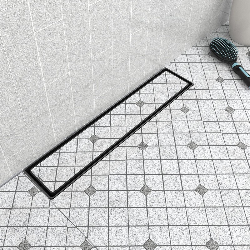 EXF Offset Linear Shower Drain 22 Inch Matte Black with