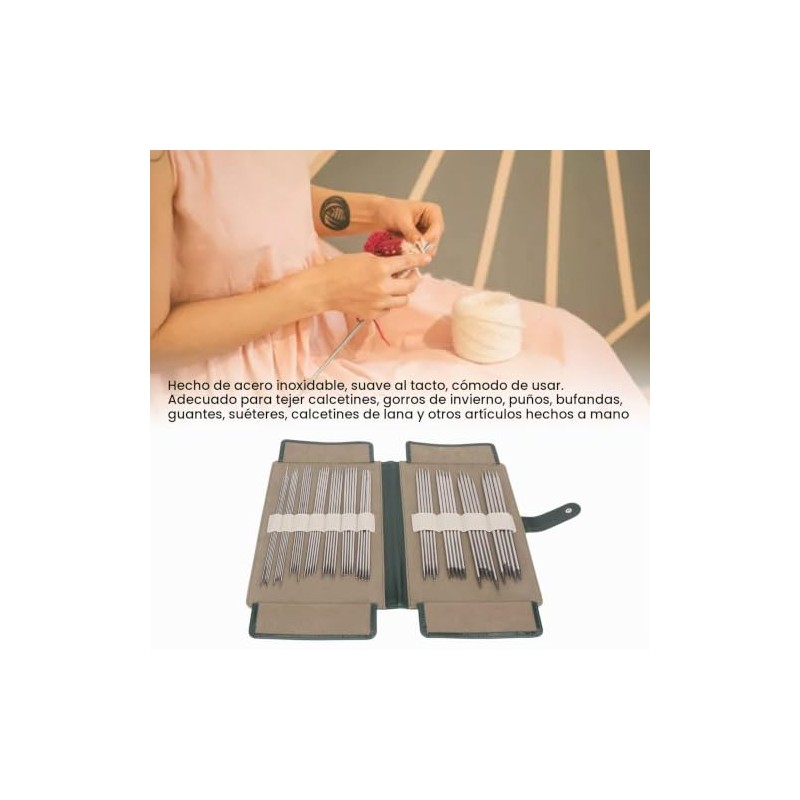 55 Uds Agujas de Tejer de Doble Punta Kit de