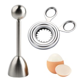 Pack of 2 Egg Toppers Stainless Steel and Egg Opener, Egg Topper Test Winner, Soft Boiled Eggs, Egg Head, for Kitchen, Breakfast, Baking, Dessert