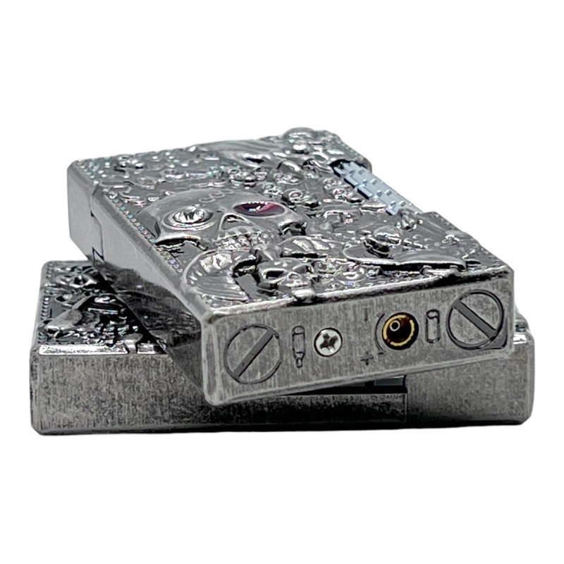 Cool Skull Lighter, Skeleton Lighter, Refillable Metal Lighter with Wheel