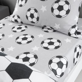 Catherine Lansfield Brushed Cotton Football Stars Junior Fitted Sheet Grey