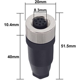 M12 8-Pin Female Circular Aviation Connector Plug 12mm Waterproof Circular Aviation Connector Plug Adapter 4 Pack