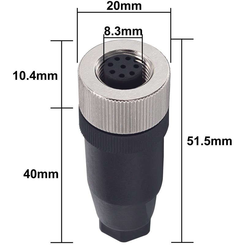 M12 8-Pin Female Circular Aviation Connector Plug 12mm Waterproof Circular