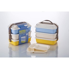 Takeya Chemical Industries Friends Lunch Set of 3 Tiers Honey Blue 1.8 gal (4.8 L) (Total of 3 Tiers)