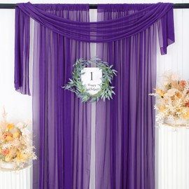 ShinyBeauty Purple Sheer Curtains 108 Inches Long, Chiffon Curtains 2 Panels,Parties,Wedding,Home Decor,Purple Backdrop Curtain for Bedroom, Voile Drapes